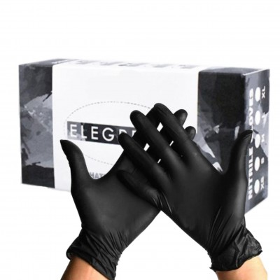 Перчатки нитриловые ELE L, черные, 50 пар