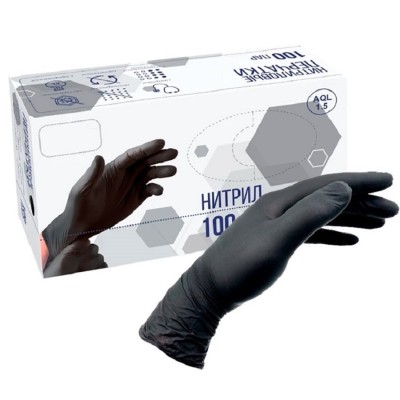 Перчатки нитриловые Pulin M, черные, 100 пар