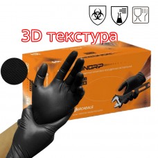 Перчатки нитриловые IRONGRIP L, премиум с  3D текстурой, черные, 50 пар