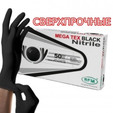 Перчатки нитриловые SFM High Risk MEGA TEX M, черные, 25 пар