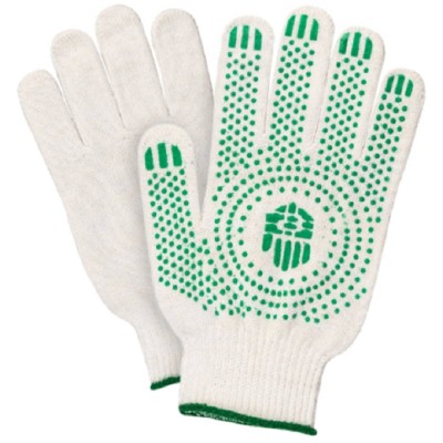 Перчатки трикотажные х/б с ПВХ, 10 класс, 5 нитей,  белые, 10 пар