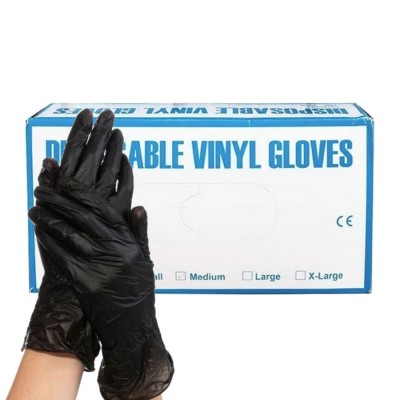 Перчатки виниловые Vinyl Gloves S, черные, неопудренные, 50 пар