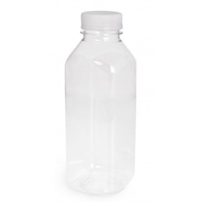 Бутылка пластиковая 500 мл, прозрачная, широкое горло, с крышкой, 100 шт