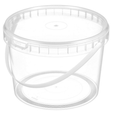 Ведро пластиковое с ручкой + крышка, с контролем вскрытия, 2000 мл (контейнер круглый)