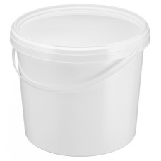 Ведро пластиковое с ручкой + крышка, с контролем вскрытия, 1000 мл, белое (контейнер круглый)
