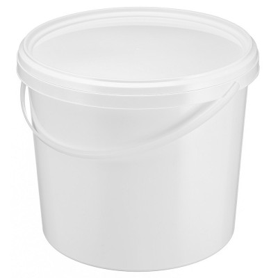 Ведро пластиковое с ручкой + крышка, с контролем вскрытия, 1000 мл, белое (контейнер круглый)