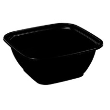 Контейнер пластиковый квадратный 126х126х51 мм 375 мл, ВЗЛП, черный, 50 шт