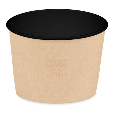 Контейнер бумажный суповой круглый 100 мм 300 мл "OSQ", крафт/черный, 30 шт