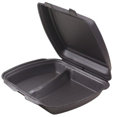 Ланч-бокс 2 секции, 255х190х70 мм, черный, 100 шт