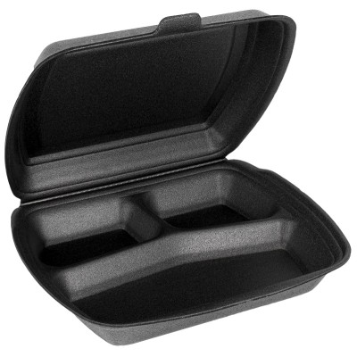 Ланч-бокс 3 секции, 255х190х70 мм, черный, 100 шт