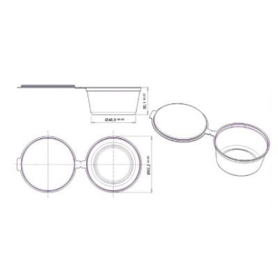 Соусник прозрачный с внутренним закрытием 50 мл "Перинт", 80 шт