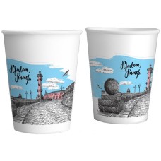 Стакан бумажный 350мл, васька, 50шт, 1-слой, D90 V