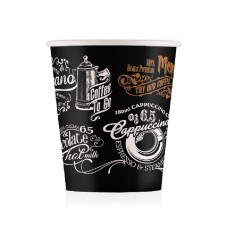 Стакан бумажный 175мл, черный "Меню", 100шт, 1-слой, D73 EC