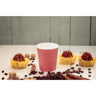 Стакан бумажный 250мл, красный 3D, 25шт, 3-слоя, D80 M