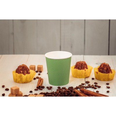 Стакан бумажный 250мл, зеленый 3D, 25шт, 3-слоя, D80 M