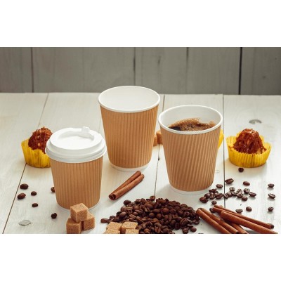 Стакан бумажный 360мл, крафт, 25шт, 3-слоя, D90 M