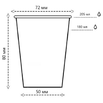 Стакан бумажный 180-205мл, белый, 80шт, 1-слой, D72 F