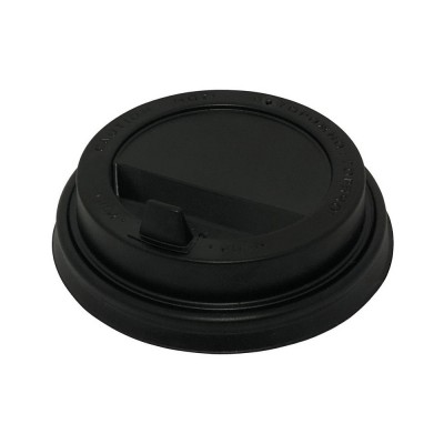 Крышка для стакана D80 пластиковая, с клапаном, черная, 100 шт