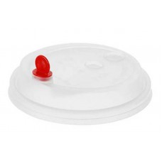 Крышка для стакана D90 пластиковая, с красной заглушкой (тип А), прозрачная, 600 шт