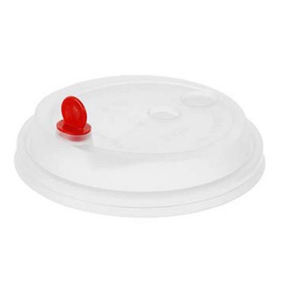 Крышка для стакана D90 пластиковая, с красной заглушкой (тип А), прозрачная, 600 шт