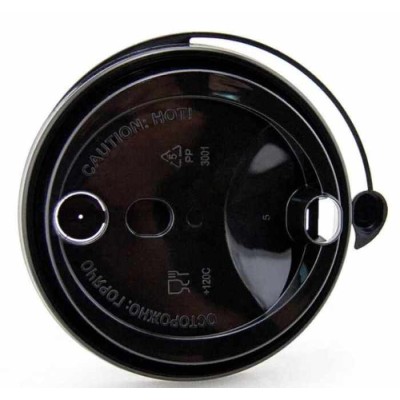 Крышка для стакана D90 пластиковая, с заглушкой, черная, 50 шт