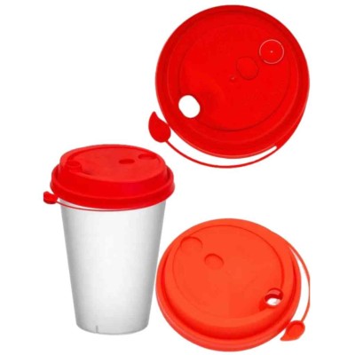 Крышка для стакана D80 пластиковая, с заглушкой, красная, 50 шт