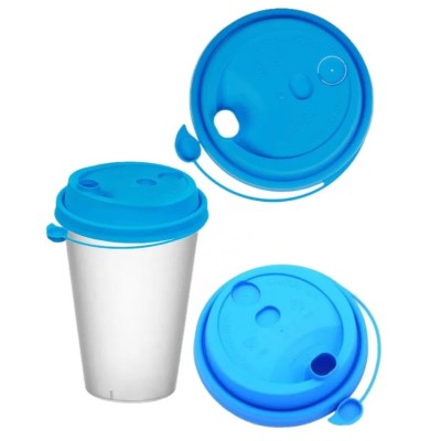 Крышка для стакана D90 пластиковая, с заглушкой, голубая, 50 шт