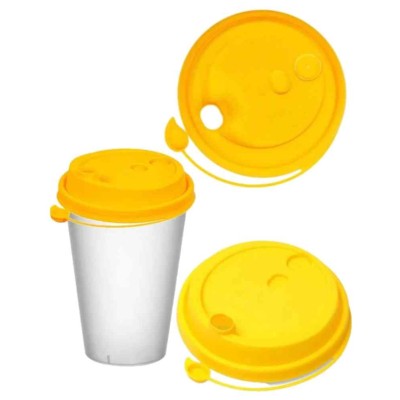 Крышка для стакана D90 пластиковая, с заглушкой, желтая, 50 шт