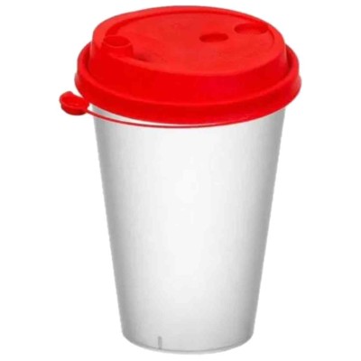 Крышка для стакана D90 пластиковая, с заглушкой, красная, 50 шт