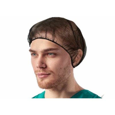 Шапочка одноразовая Берет-сетка, черная, 100 шт