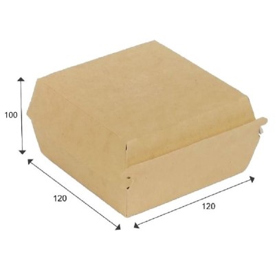 Коробка для бургера крафт 120x120x100 мм (XL), 50 шт