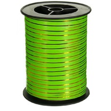 Лента декоративная  упаковочная 0,5 см, зеленая с золотой полосой, 250 м