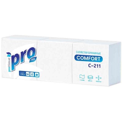 Салфетки бумажные PROtissue 23x23 см, белые, 500 шт (С211)