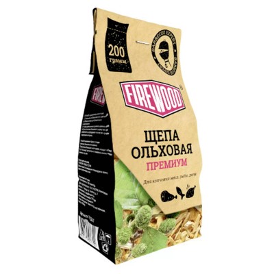 Щепа для копчения Firewood ольховая, 200г Щепа для копчения Firewood ольховая, 200г