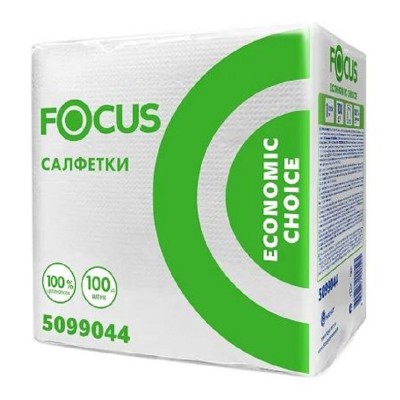 Салфетки бумажные Focus 24x24 см, белые, 100 шт