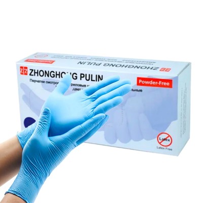 Перчатки нитриловые Zhonghong Pulin XL, голубые, 50 пар
