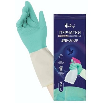 Перчатки хозяйственные Bicolor M, особо прочные, мятно-белые