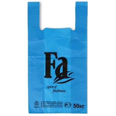 Пакет-майка ПНД "Fa" 30+16х57 см, 25 мкм, бирюза, 100 шт