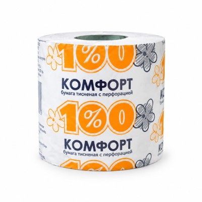 Туалетная бумага Комфорт, 1-слой, светло-серая