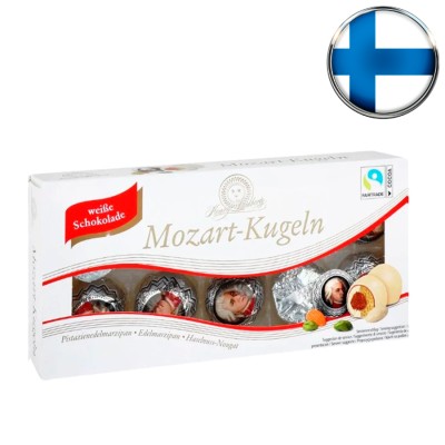 Шоколадные конфеты MOZART Kugeln, белый шоколад с марципановой начинкой, 200 г