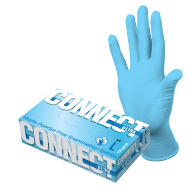 Перчатки нитриловые Connect Ultra L, голубые, 50 пар Перчатки нитриловые Connect Ultra L, голубые, 50 пар