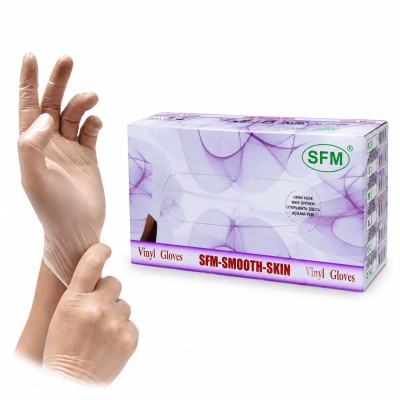 Перчатки виниловые SFM, M, неопудренные, 50 пар Перчатки виниловые SFM, M, неопудренные, 50 пар