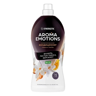 Кондиционер-ополаскиватель Synergetic AROMA EMOTIONS, табак-ваниль, 1,8 л