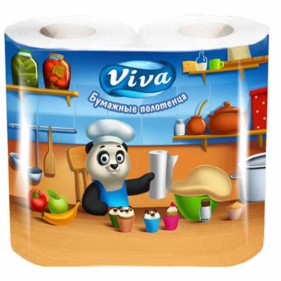 Полотенца бумажные VIVA 2 рулона, 2-слоя, белые