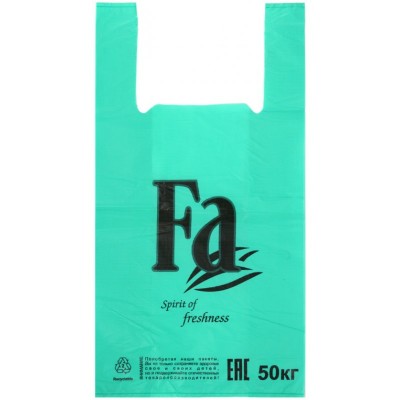 Пакет-майка ПНД "Fa" 30+16х57 см, 25 мкм, цветной, 100 шт