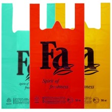 Пакет-майка ПНД "Fa" 30+16х57 см, 25 мкм, цветной, 100 шт