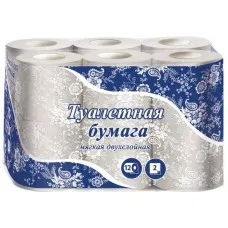 Туалетная бумага 12 рулонов, 2-слоя, серая