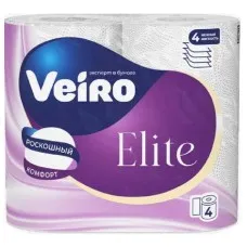 Туалетная бумага Veiro Elite Extra 4 рулона, 4-слоя, белая
