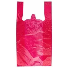 Пакет майка 24+12х42 см, розовый, 13 мкм, ПНД, 100 шт