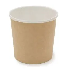 Контейнер бумажный суповой круглый 90 мм 300 мл "Паперскоп", крафт/белый, 50 шт